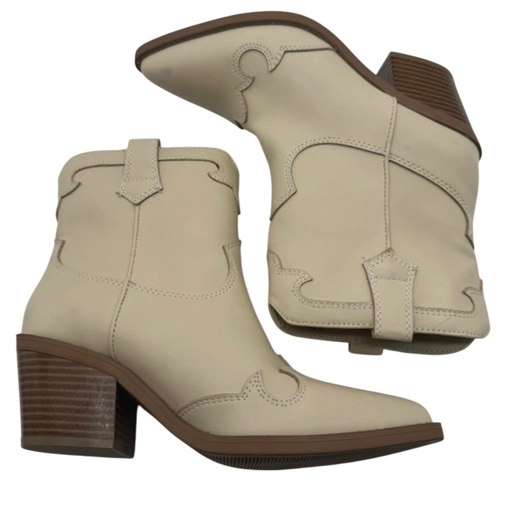 Sun + Stone Brennaa Western Boots Women's 5 Cream Concert Cowgirl Festival